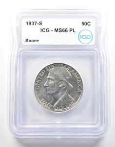 1937-S Boone Commemorative Half Dollar MS66 PL ICG *0161 - Picture 1 of 3