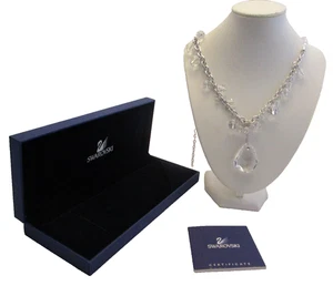 SWAROVSKI CLEAR CRYSTAL LARGE ADJUSTABLE STATEMENT NECKLACE  w BOX - 29 INCHES - Picture 1 of 8