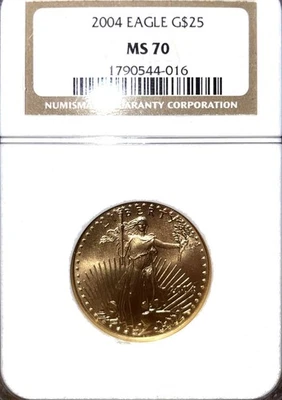 American Eagle 2004 oro $25 1/2 oz NGC estado como nuevo 70 Foto 1 de 4