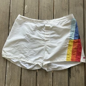 Vintage 80s Ocean Pacific OP Mens Large Side Rainbown Shorts Swim Trunks Surf - Bild 1 von 8