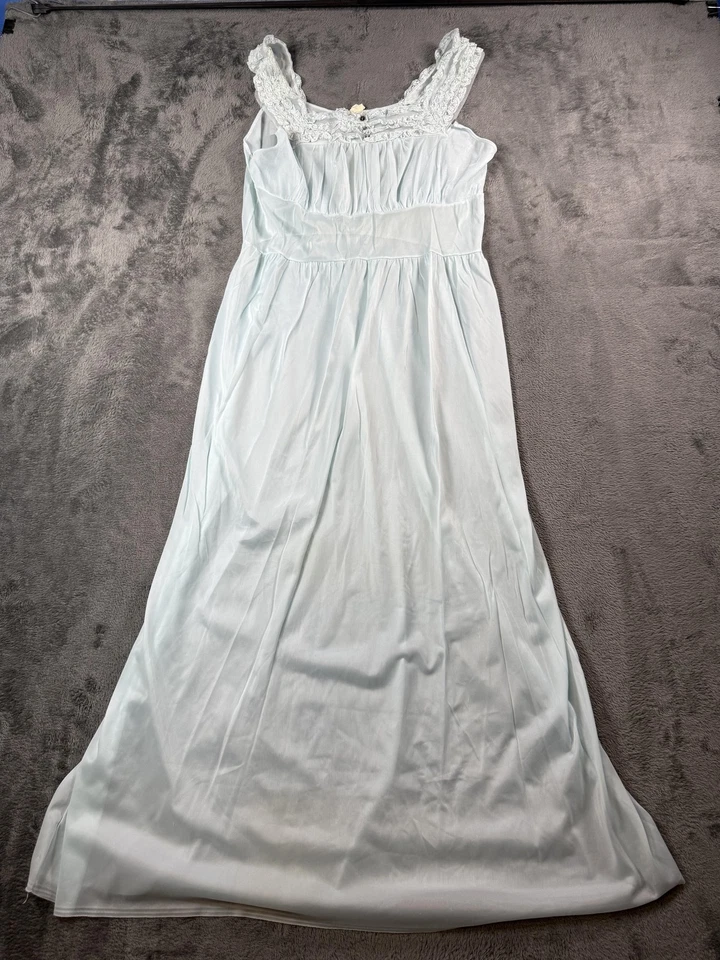 Camisón Adonna vintage para mujer grande 40 azul claro ribete de encaje largo penney's Foto 1 de 4
