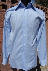 Neu Richard James Savile Row London Glitterati blauer Farbverlauf Herren Größe 16 Shirt - Bild 1 von 4