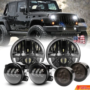 6pc For Jeep Jk 07-17 Kit 7" Round Led Headlights Fog Light Turnning Signal Lamp - Picture 1 of 12