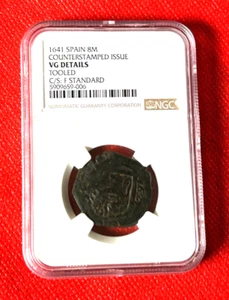 1641 SPAIN 8 MARAVEDIS COUNTERSTAMPED ISSUE NGC VG DETAILS TOOLED C/S:F STANDARD - Picture 1 of 2