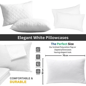 Only Zipped Pillow Cases Flap Pillow Cover Protector Non bug Quilted 2 4X Pair - Picture 1 of 17