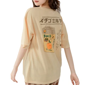 Japanese Milk Box Print T-Shirt Cute Harajuku Oversized Graphic Tee for Girls - Picture 1 of 8