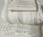 🧷 THRESHOLD TWIN FLANNEL SHEET SET - WHITE / GRAY STRIPED, 3 PCs as shown