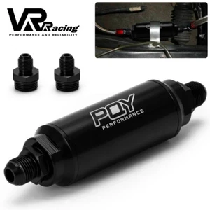 PQY K Swap AN6 100 Micron Black Aluminum Inline Fuel Filter Petrol Universal 6AN - Picture 1 of 12