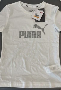 Puma Regular Fit Girls Shorts Sleeve Tee Crew Neck White Size Small - Picture 1 of 12