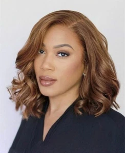 Light Brown Wave Wigs 13x4 Lace Front Wig Brazilian Remy Hair Human Hair Wigs  - Picture 1 of 12