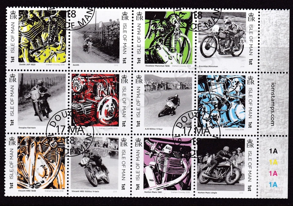 SG 2336-2347 ISLE OF MAN USED CTO STAMP SET 2018 GREAT BRITISH MOTORCYCLES - Image 1 of 1