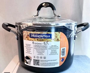 Neu mit Etikett Tramontina 6 Quart Suppentopf QUALITÄTSKOCHGESCHIRR ABSCHLIESSEN UND ABTROPFEN - Bild 1 von 7