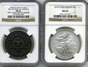 Celebrate Boy Scouts - 2010 100th Anniv. Silver $1 + 1960 50th HK 577 NGC Cert. - Picture 1 of 6