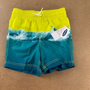 Old Navy Boys Size Small Green Surfer Printed Mesh Lined Swim Trunks NWT - Picture 1 of 5