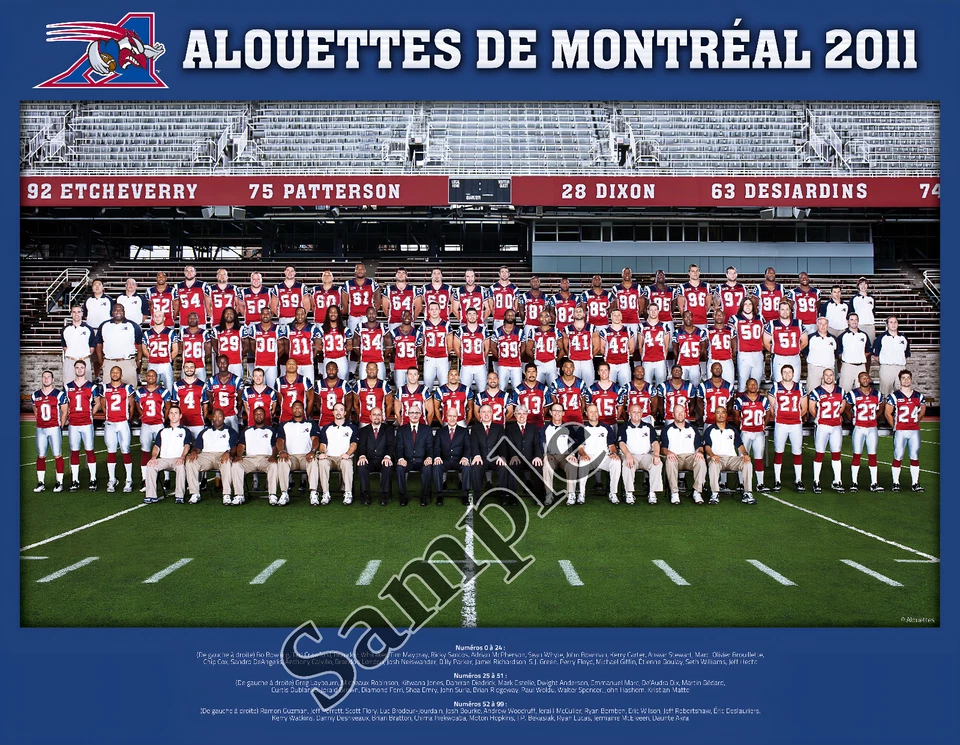 Foto de equipe 2011 CFL Montreal Alouettes com nomes cor 8 X 10 - Imagem 1 de 1