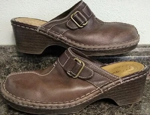 Women's 8 VTG Thom Mcan Brown Leather Split Toes Slip on Clogs Mule Shoes - Picture 1 of 10