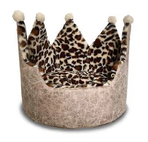 Precious Tails Leopard Crown Small Dog Bed Reversible Inner Cushion Removable - Picture 1 of 10