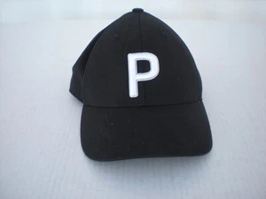 Puma "Just P" Strapback Trucker Baseball Cap Golf Hat Black & White - Picture 1 of 5