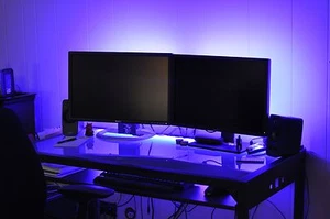 _____ LED Gaming DESK lights ____ new 2016 __ dual monitor stand lighting - Picture 1 of 12