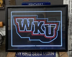 Western Kentucky WKU LED/FX Edge Lit LED Bar Mancave Sports Bar Sign - Picture 1 of 5