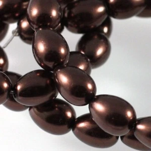 Bead, 1 Std(42-44) Brown Glass Based Pearl 9x7mm Teardrop with 1mm Hole * - Picture 1 of 4