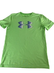 Under Armour T Shirt Green Youth Extra Lg Loose Short Sleeve Heatgear - Picture 1 of 7