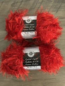 Lot of 2 Loops & Threads Flame Red Eyelash Sequin Yarn 227593 84574-2012-03 - Picture 1 of 3