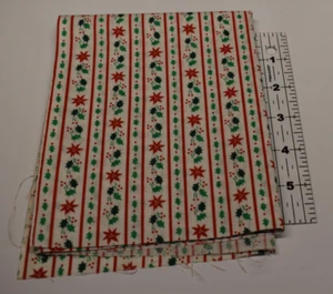 13" x 44" cotton fabric RED BERRIES stripe FLOWERS LEAVES christmas HOLIDAY - Picture 1 of 2