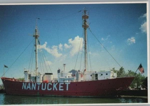 LightShip Nantucket Straight Wharf Continental Chrome Postcard - Picture 1 of 2