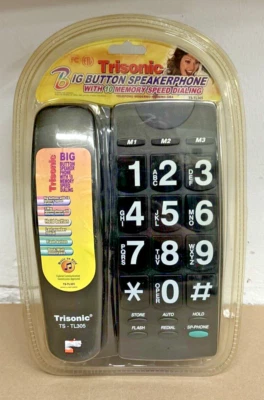 Teléfono doméstico botón grande negro 10 altavoces de memoria teléfono marcación con cable escritorio de pared Foto 1 de 4