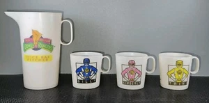 Vintage 1994 Mighty Morphin Power Rangers Juice Bar Cups & Pitcher Chilton Globe - Picture 1 of 13