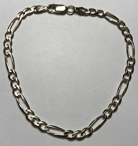 14K Yellow Solid Gold 4.5 MM Figaro Bracelet 8 Inches; 6.7 grams - Picture 1 of 9