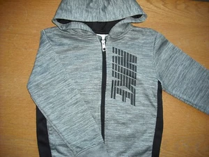 Boys NIKE Full-Zip Hoodie Microfiber Fleece Lined Gray Strata Striped Ages 6-7 - Picture 1 of 3
