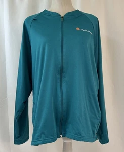 Jockey Dignity Health Zip Up Jacket Large Green Pocketed Scrub Medical Workwear - Picture 1 of 14
