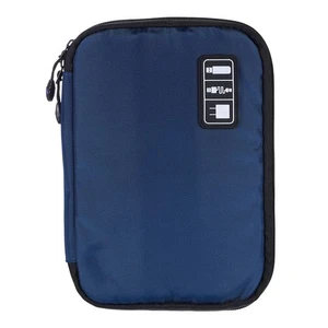 Electronics Organizer 9.45" x 6.69" x 1.18" Double Layer Nylon, Navy Blue - Afbeelding 1 van 6