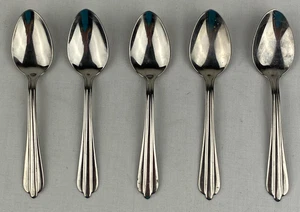 N.S. Co. National Stainless Steel 18-8 NST23 Demitasse Spoon LOT of 5 Ribbed B38 - Picture 1 of 14