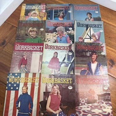 Workbasket Magazine Lot 12 Craft Crochet Knit Ideas Retro Patterns 1976 USA - Image 1 of 4