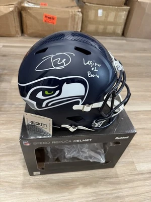 Casco de velocidad de tamaño completo firmado por Earl Thomas Seattle Seahawks Beckett certificado de autenticidad BAS Foto 1 de 4