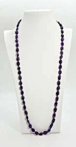 Vintage Amethyst Carved Gemstone Beaded Necklace Estate Find - Picture 1 of 7
