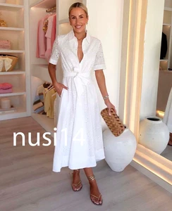 ZARA MUJER NUEVA MIDI CINTURÓN ZW COLL. VESTIDO CAMISERO BORDADO BLANCO 8223/087/250 - Imagen 1 de 2