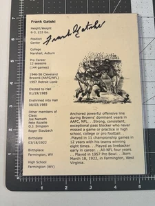 Frank Gatski signierte Hall of Fame Postkarte mit Echtheitszertifikat - Cleveland Browns HOF Center - Bild 1 von 8
