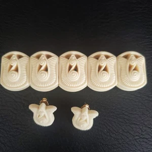 Pulsera y pendientes elásticos vintage 1982 Avon Gracious Tulips 7" acrílico marfil - Imagen 1 de 15