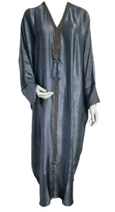 SS26 Quality Ladies Premium Crushed Satin Frasha Abaya Diamante  Silver Size 52 - Picture 1 of 3