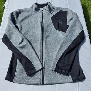 Spyder Herren Raider Full Zip Fleecejacke meliert grau schwarz Strick Größe Large - Bild 1 von 15