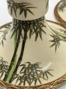 Pair of Koshida Satsuma Candle Stick Holders Bamboo Forest - Picture 1 of 16