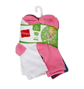 New-Hanes -Girls-Ankle Socks 10-Pack  EZ Sort Lightweight Assorted Colors (S) - Picture 1 of 5