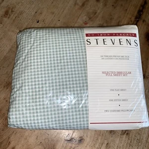 Vtg SEALED Westpoint Stevens Full Fitted Flat Sheet Set Pillowcases Mint Gingham - Picture 1 of 6