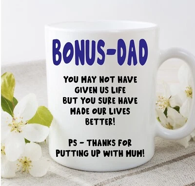 SISTER SARCASTIC Our Step-dad Stepdad Bonus Dad Cup Mug Gift Birthday Father’s Day Christmas