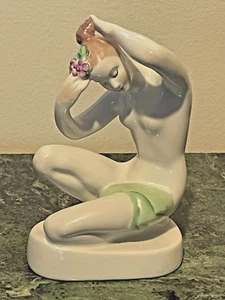 Art Deco Aquincum - Budapest, Porcelain Nude of a Bathing Beauty - Picture 1 of 9