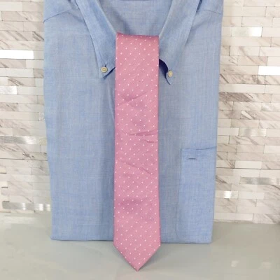 Corbata de cuello rosa ajustada caprichosa para hombre blanca micro puntos delgada traje de graduación texturizada PIACERE Foto 1 de 4
